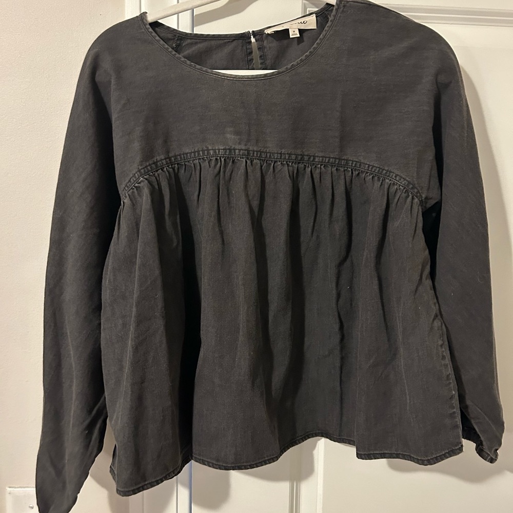 Madewell Black Denim Blouse
